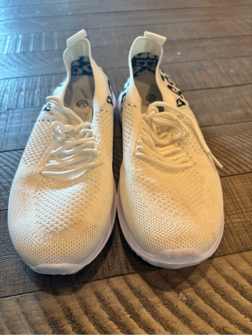 Knit Slip-On Sneakers in Ivory with Black Accents